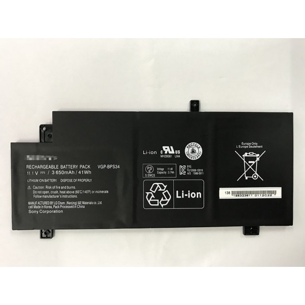 VGP-BPS34  11.1V 41Wh Sony Vaio 15 Touch Series VGP-BPL34 Replacement Battery 